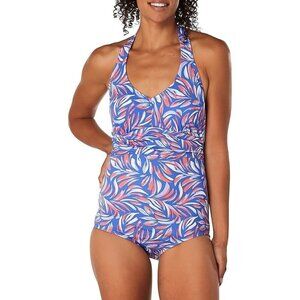 Speedo Geometric Print Halter Neck One Piece Swimsuit 10